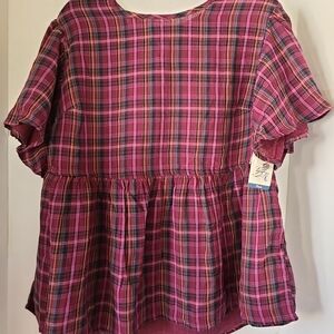 Sky Vibrant Plaid Top